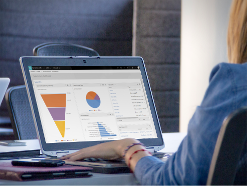 Dynamics 365 dashboard being viewed on laptop